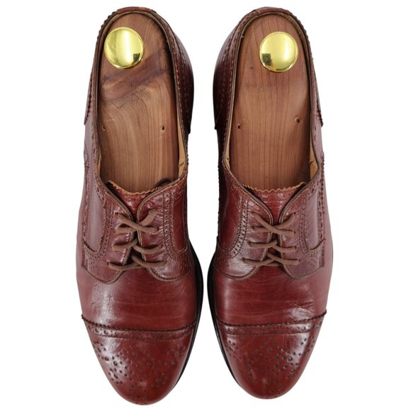 Aldo Brue Italy Cognac Brown Leather Dress Shoes Mens 7.5 Cap-toe Derby Oxfords main image 6